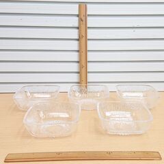 【中古品】【長期保管品】 ガラス小皿　Ｄ　５客の画像