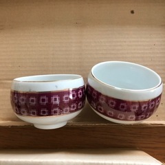 昭和レトロ湯呑　パープル10個
の画像