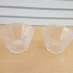 【中古品】【長期保管品】 ガラス小皿　H　２客の画像