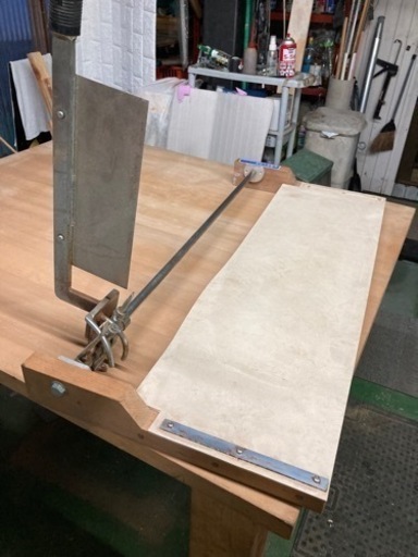 中古　うどん打ち台、台付き手ぎり包丁