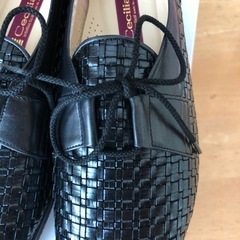 セシリアシューズ　ブラックメッシュ　23cmEEEE 新品の画像