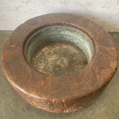 【アンティーク】 木製火鉢 大型 手炙り 古美術 直径65cm 火鉢 レトロ N0233の画像