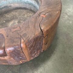 【アンティーク】 木製火鉢 大型 手炙り 古美術 直径65cm 火鉢 レトロ N0233の画像