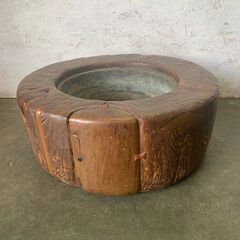 【アンティーク】 木製火鉢 大型 手炙り 古美術 直径65cm 火鉢 レトロ N0233の画像
