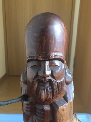 福禄寿①　彫刻　一刀彫　岳峰作　伝統工芸　福禄寿　昭和　当時物