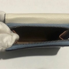 【プレミア商品】COACH コーチ 財布　ホワイト　ブルー　マルチ　三つ折りの画像