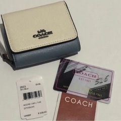 【プレミア商品】COACH コーチ 財布　ホワイト　ブルー　マル...