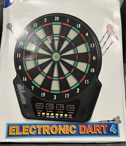 ダーツボード 電子 ソフトダーツ用 自動採点 4つのLEDディスプレイ 音声機能 ワンキーミュート 27ゲーム 243プレイ方法 最大16人が一緒に遊ぶ 豊富なアクセサリー (ダーツ矢×12、ダーツ ティップ×200、強いフック×3）