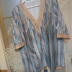 おおきいサイズ今季流行りの水色ストライプXXL新品未使用の画像