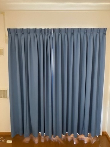 【美品】遮光防炎カーテン\u0026レースセット200cm×100cm
