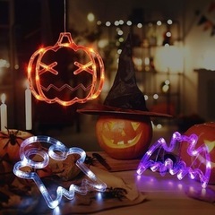 【新品未使用】LEDライト ハロウィン 飾り ライト カボチャ オバケ スパイダー 3個セットの画像