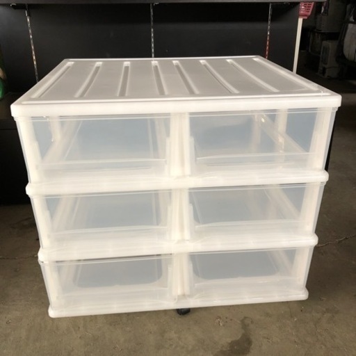 美品 キャスター付 収納タンス プラスチックケース 押入れ収納 74×70×63cm