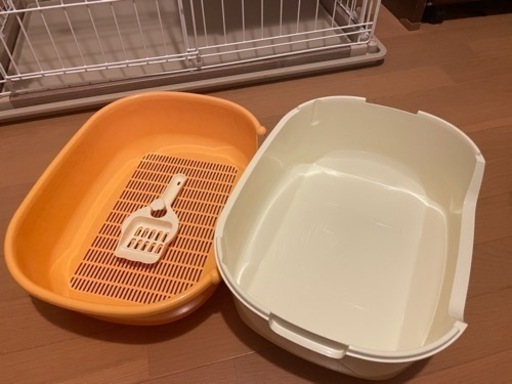 猫用ゲージ+システムトイレ+爪研ぎ+フードボウル2個セット