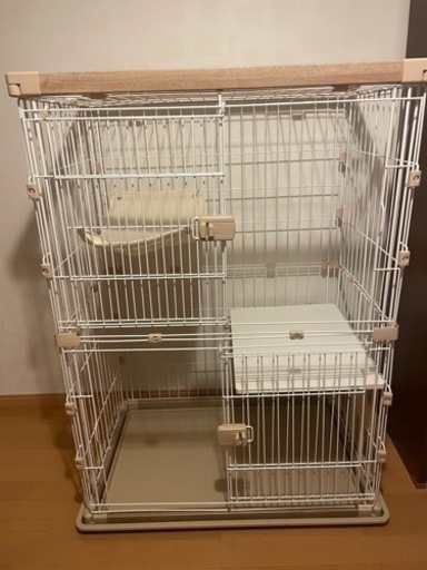 猫用ゲージ+システムトイレ+爪研ぎ+フードボウル2個セット