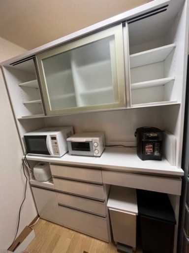 ■美品■ニトリ 食器棚 キッチンボード リガーレ ホワイト 160cm幅 キッチン 収納