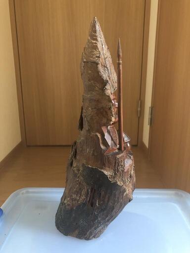 鍾馗様一刀彫　伝統工芸品　彫刻　昭和　当時物 オブジェ　飾り物　流木　置物 鍾馗様七福神一刀彫飾り物昭和当時物伝統工芸品 ( プロフ読んで