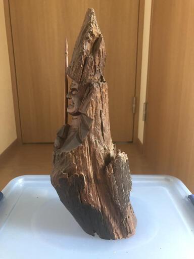 鍾馗様七福神一刀彫飾り物昭和当時物伝統工芸品 ( プロフ読んで