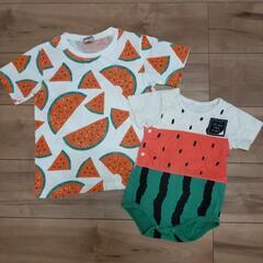 80&120サイズ ロンパース&Tシャツ すいかセット 兄弟 姉...