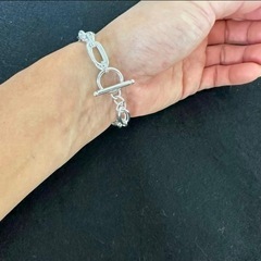 ※決まりました※シルバー925 アンカーチェーン ダブルリングブレスレット の画像