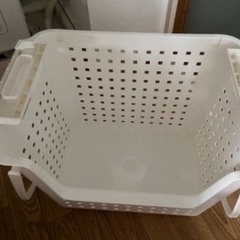 【中古美品】ランドリーバスケット/白&グレー/２コセットの画像