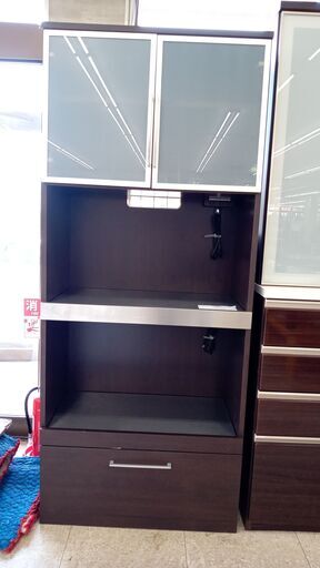 ★ジモティ割あり★ 末次家具工芸(株) 食器棚　ブラウン H190×D45×W80.5 クリーニング済み TJ7287