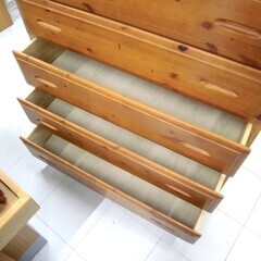 ハイチェスト 6段 幅100×奥行44×高さ137cm 木製 ブラウン系 タンス 箪笥 引き出し収納 収納家具 衣類収納 苫小牧西店の画像