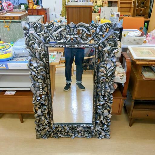 オーダーミラー☆木製、ワンオフ・豪華絢爛、【浜村鹿野温泉ICから3分 買取本舗 宮本リサイクル 営業時間9～19時 定休日水曜のみ←連絡できませんm(_ _)m】