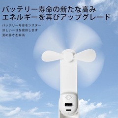 扇風機ハンディファン, 携帯扇風機手持ち,ハンドヘルドミニファン、ハンドファン、USB充電式小型ポケットハンディファン[5-8動作時間]、懐中電灯付き、旅行/夏/コンサート/ラッシュ用ポータブルファン、男女性へのギフト（しろい）の画像