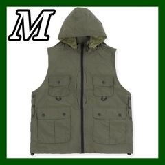 【新品未使用】アウトドアベスト 作業着 メッシュ フード付き ポ...