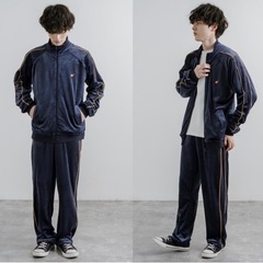 ベロア サイドライン トラック イージーパンツ ルームパンツ セットアップの画像