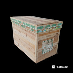 (中古)昭和レトロ 収納木箱 ヴィンテージの画像
