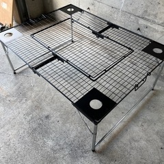 バーベキューネットテーブル 100×81×70(60/41)cm アウトドアテーブル 囲炉裏キャンプの画像
