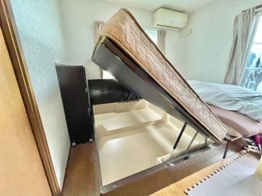 ワイドダブル　跳ね上げ式収納ベッド&フランスベッドマットレス