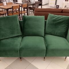 ★ジモティ割あり★ 三人掛けソファー  グリーン クリーニング済...
