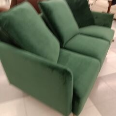 ★ジモティ割あり★ 三人掛けソファー  グリーン クリーニング済み TC760の画像