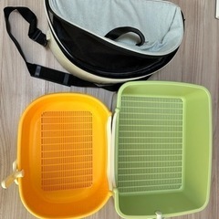 猫用品5点セット　キャリーバッグ 猫トイレ　猫鍋の画像