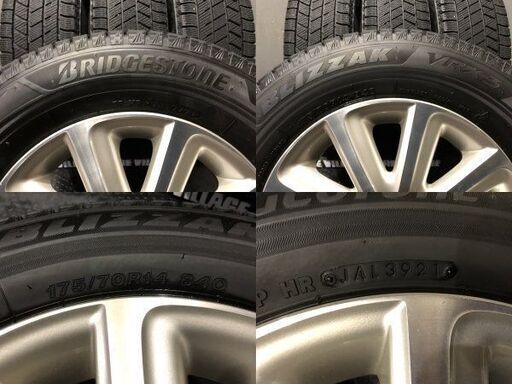 【BS BLIZZAK VRX3 175/70R14】スタッドレス【トヨタ パッソ 純正ホイール 14インチ5J4HPCD100+40
