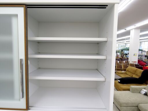 北海道 千歳市/恵庭市 近郊配送 ユーアイ セパレート食器棚 ホワイト×ブラウン 店頭でのお受渡し大歓迎