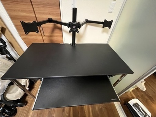 オフィスデスク、3画面モニターアーム、スライダーセット