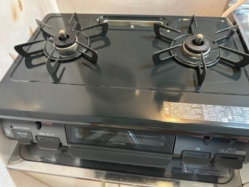 美品 都市ガス リンナイ ガス決まりました。コンロ KG67BKL 電池＆ホース 2023年製