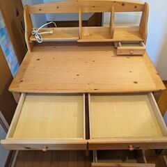 学習机セット(机 ワゴン 椅子) パイン材 ナチュラル シンプルの画像
