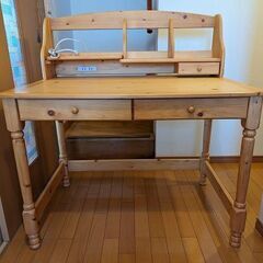 学習机セット(机 ワゴン 椅子) パイン材 ナチュラル シンプルの画像