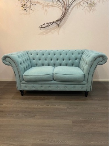 2人掛けソファー　ブルー