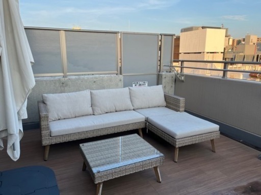 ★お譲り先決まりました★【8月3日AMまで】DEPOS パラオ ラウンジソファ 3点セット/屋外ソファ/横浜市青葉区/3万円