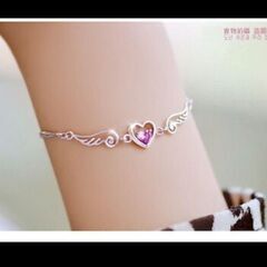 ≒▼m→→→j31-2--刻印/ブリリアントクオーツアメジスト天使の羽ブレスレットC＊Bの画像