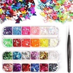 極薄 ネイル パーツ 蝶 ネイルアート ステッカー ホログラム 24色
