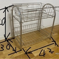再値下げ 【美品】シンク上 2段式 水切りラック、伸縮水切りバス...