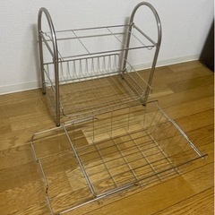 再値下げ 【美品】シンク上 2段式 水切りラック、伸縮水切りバスケット‼️ の画像