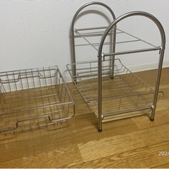 再値下げ 【美品】シンク上 2段式 水切りラック、伸縮水切りバスケット‼️ の画像