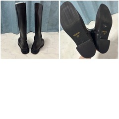 レディース 37 ブラウン ロングブーツ 平底 訳ありの画像